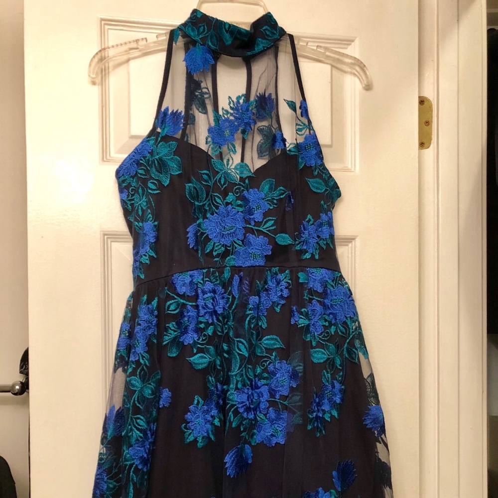 Embroidered mesh floral dress